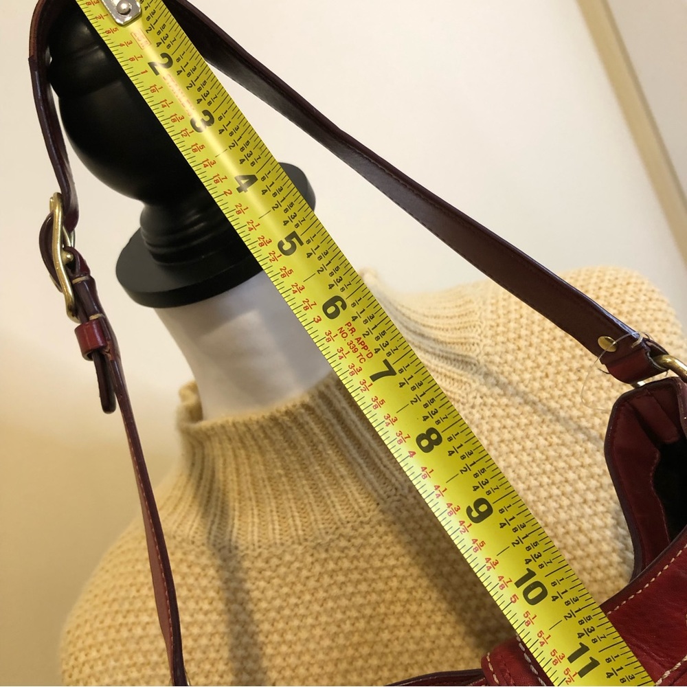 COACH Hampton Signature C Canvas Crimson Red Leather Embroidered Shoulder Bag - Picture 12 of 16